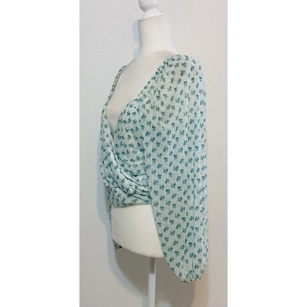 Free People Size M Sweetie Pie Crop Wrap Blouse Boho Festival Peasant